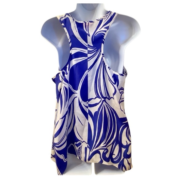 Lilly Pulitzer Blue White Malie Silk Top, Windsufer Engineered - L - Picture 3 of 7